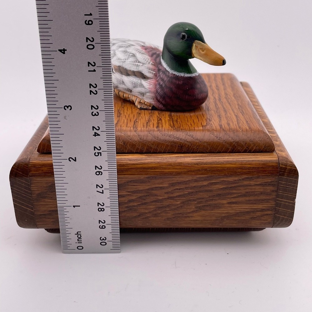 Wooden Trinket Box Duck Mallard Figurine Lid Keepsake Jewelry Storage - Picture 5 of 10